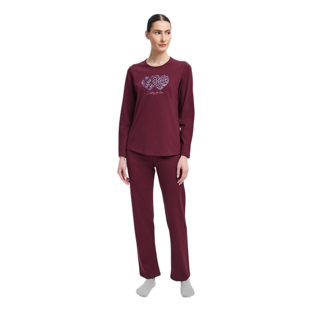 Minerva Γυναικεία Χειμερινή Βαμβακερή Πυζάμα Relaxed Fit