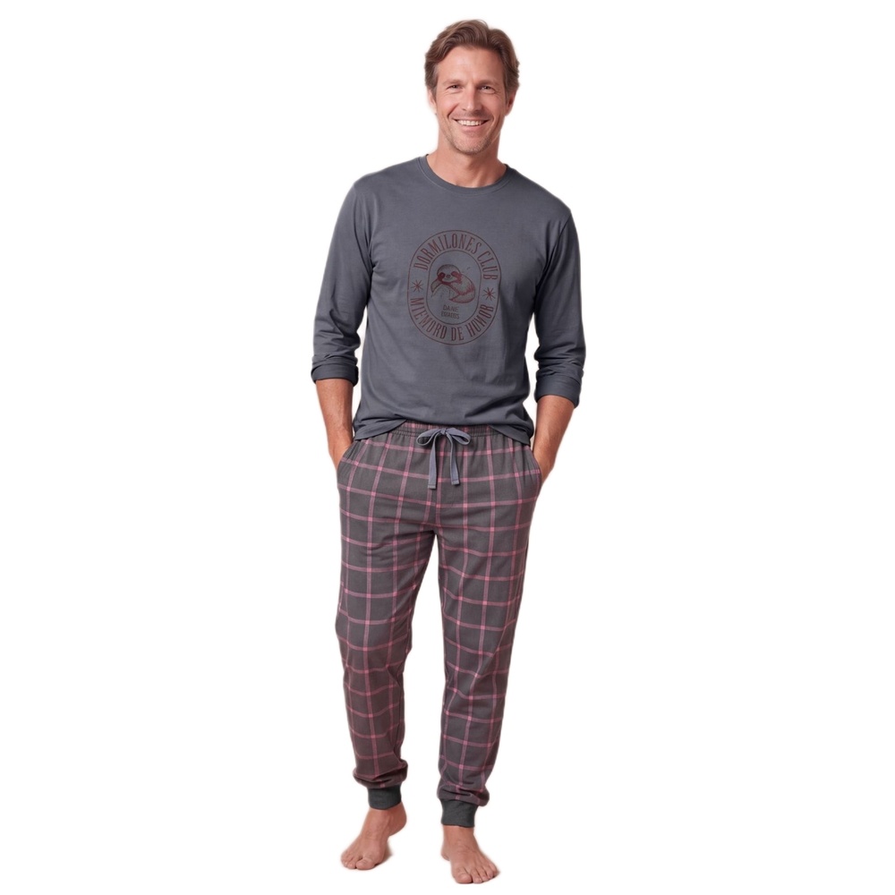 Dark Elephant Ανδρική Χειμερινή Πυζάμα Με Βαμβάκι Regular Fit