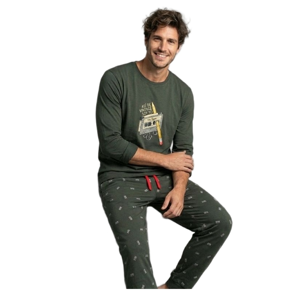 Dark Elephant Ανδρική Χειμερινή Πυζάμα Με Βαμβάκι Regular Fit