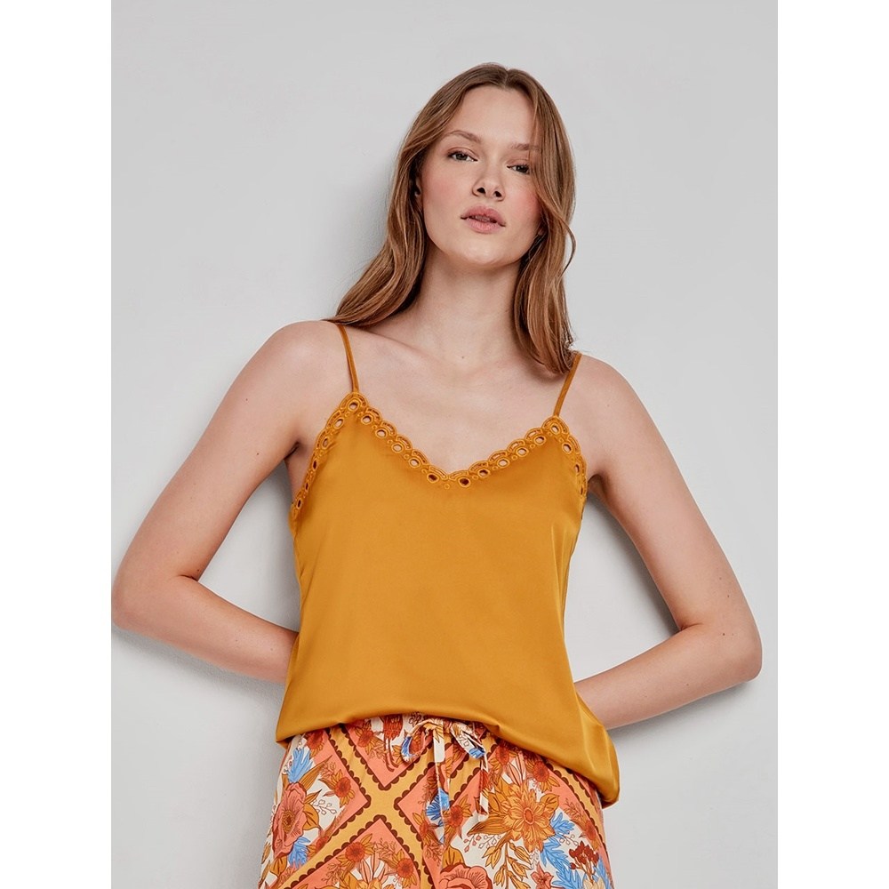 Gisela Γυναικείο Τοπ Πυζάμας Σατέν Viscose Regular Fit