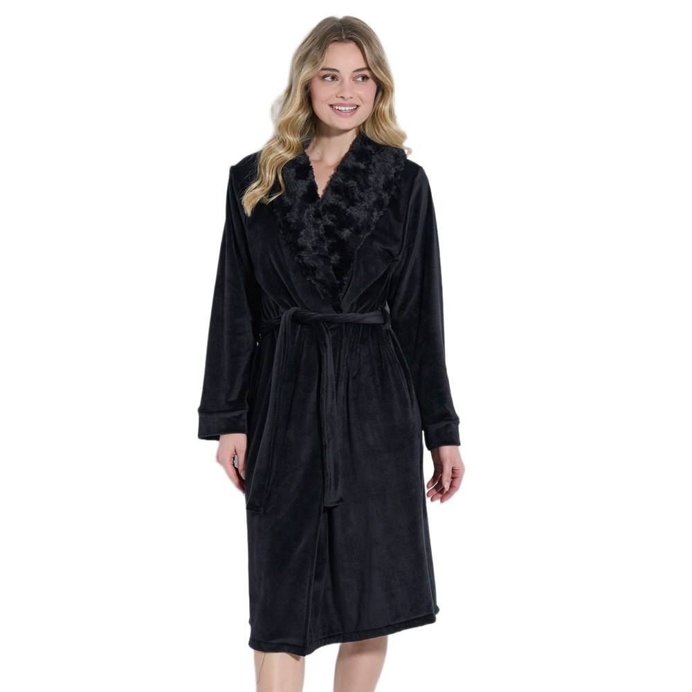 Jeannette Γυναικεία Χειμερινή Βελούδινη Ρόμπα Regular Fit