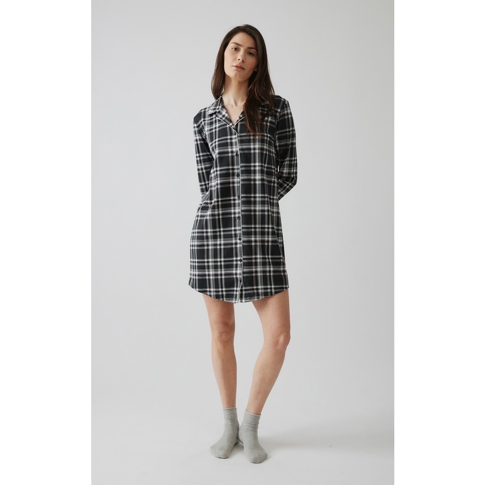 Minerva Γυναικείο Χειμερινό Βαμβακερό Νυχτικό Relaxed Fit