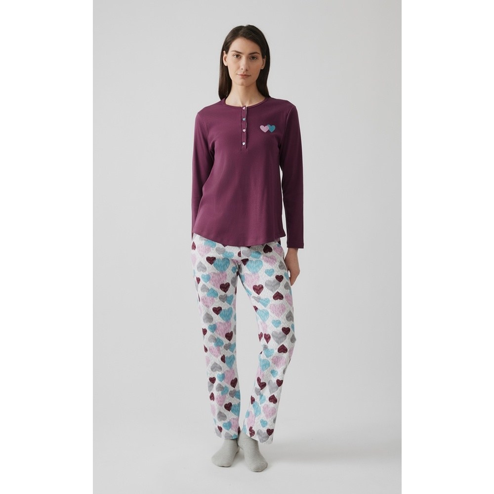 Minerva Γυναικεία Χειμερινή Βαμβακερή Πυζάμα Relaxed Fit