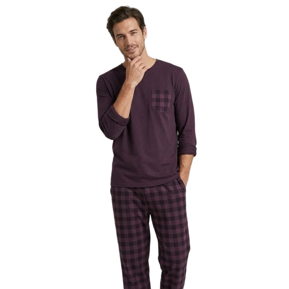 Dark Elephant Ανδρική Χειμερινή Πυζάμα Με Βαμβάκι Regular Fit