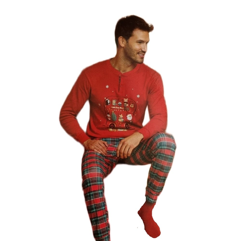 Il Granchio Ανδρική Πυζάμα Christmas Βαμβακερή Regular Fit