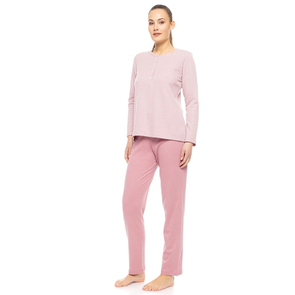 Pink Label Γυναικεία Χειμερινή Βαμβακερή Πυζάμα Regular Fit Plus Size