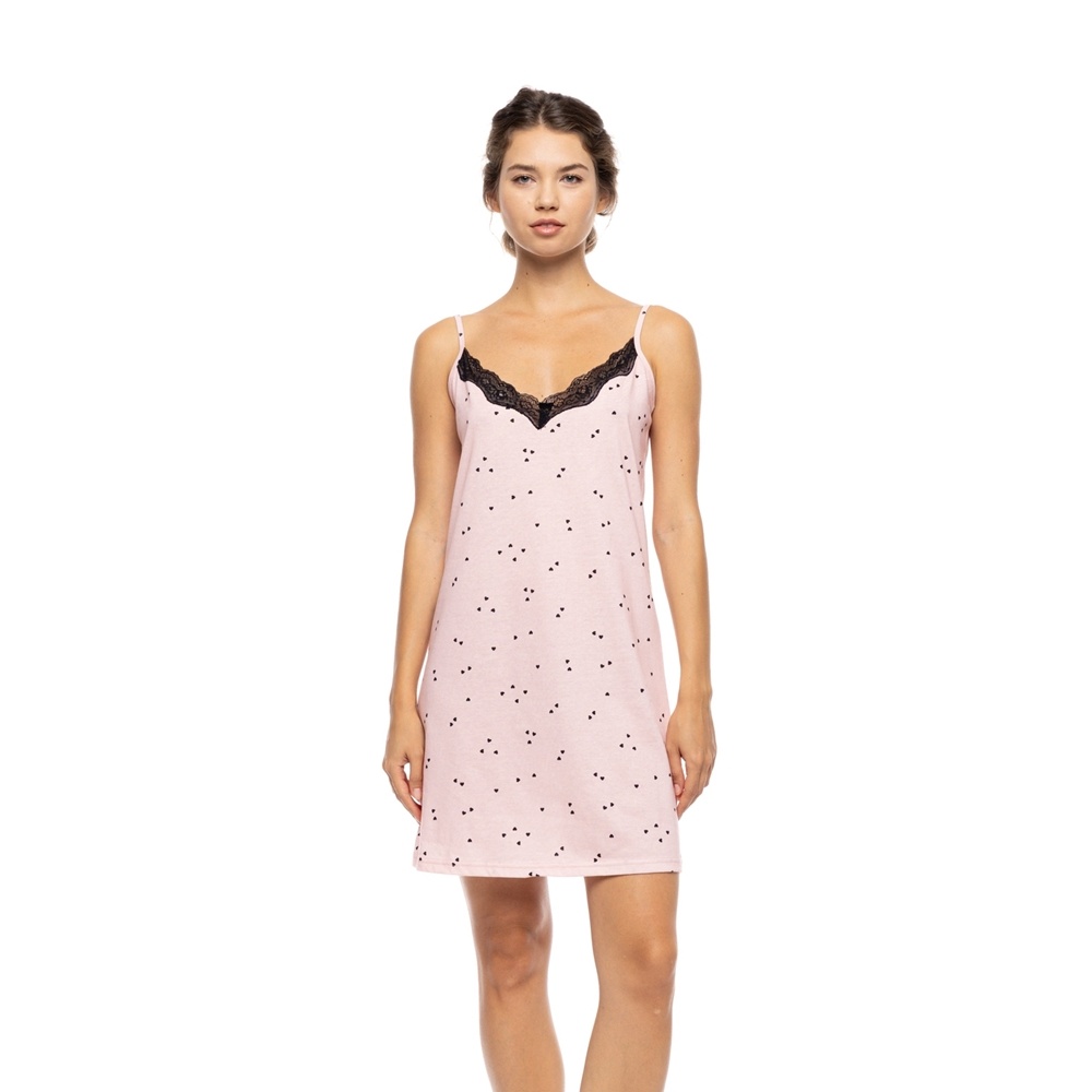 Pink Label Γυναικείο Καλοκαιρινό Νυχτικό Βαμβάκι Regular Fit